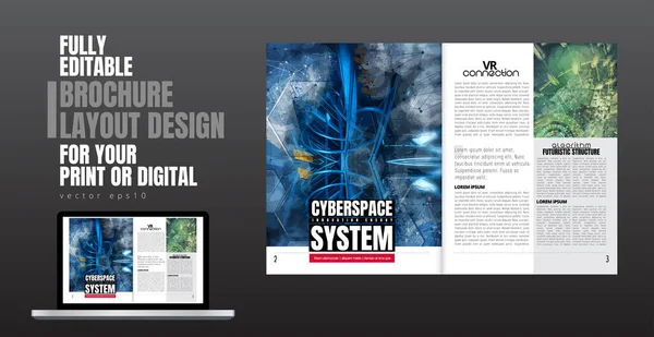 Kullanıma Hazır Teknoloji Konulu Broşür Kitap Veya Sunum Modeli Düzenlenmesi — Stok Vektör
