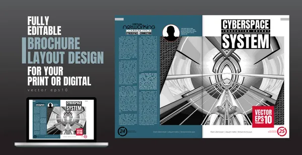 Layout Mit Abstraktem Technologiekonzept Bereit Für Broschüre Geschäftsbericht Oder Zeitschrift — Stockvektor