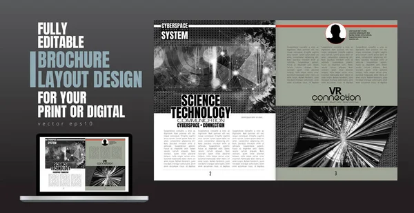 Layout Mit Abstraktem Technologiekonzept Bereit Für Broschüre Geschäftsbericht Oder Zeitschrift — Stockvektor