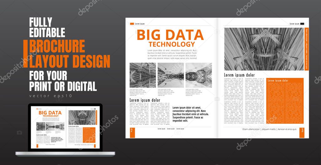 Template vector design ready for use for brochure, annual report or magazine. Big data connection complex. Data visual concept