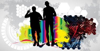 Sağlığı arttırmak için koşan bir adam. Poster veya afiş için spor arkaplanı hazır, vektör