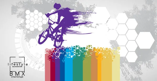 활발히 자전거를 극한의 스포츠를 즐기는 젊은이입니다 포스터나 벡터를 스포츠 — 스톡 벡터