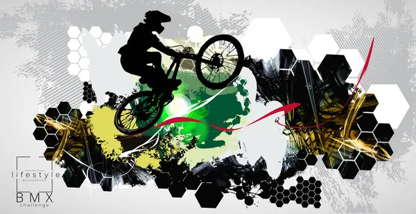 Jeune Homme Actif Faisant Des Tours Sur Vélo Concept Sport — Image vectorielle