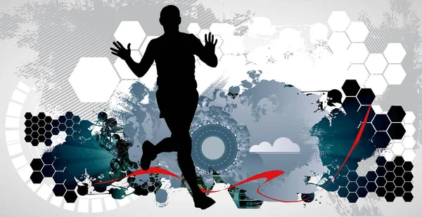 人慢跑是为了促进健康 体育背景可供海报或横幅 — 图库矢量图片
