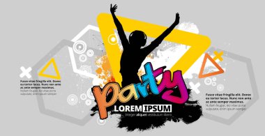 Gece hayatı ve müzik festivali konsepti. Vektör illüstrasyonu afiş veya poster için hazır