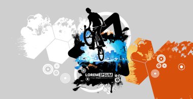 Soyut arkaplanda BMX sürücüsü, spor vektörü