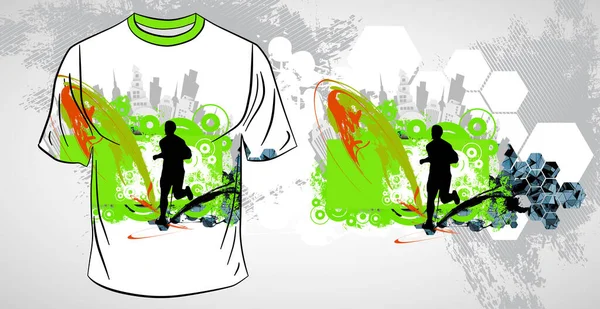 Shirt Szablon Dla Młodych Fitness Biegacz Wektor — Wektor stockowy