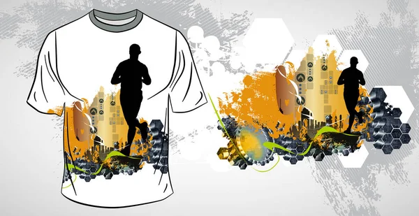 Plantilla Camiseta Para Corredor Fitness Joven Vector — Vector de stock