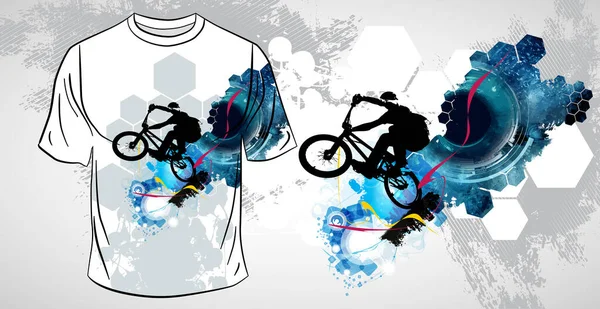 Shirt Template Active Person Rider Abstract Background Vector — Stock Vector