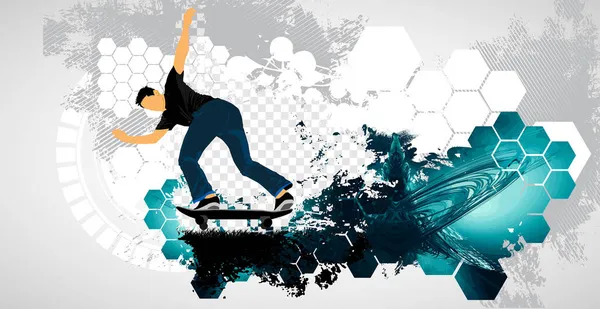 Giovane Skateboarder Maschile Uno Stile Vita Sano Vettore Facile Modificare — Vettoriale Stock