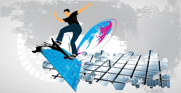 Young Male Skateboarder Healthy Lifestyle Vector Easy Editable — Stock Vector