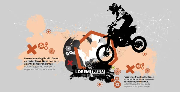 Man Riding Motobike Extreme Sport Racing Vector Illustration — Stock Vector