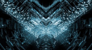 Soyut teknolojinin 3 boyutlu illüstrasyonu Sancak arkaplanı için hazır dijital hi-tech konsepti