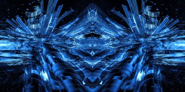 Soyut teknolojinin 3 boyutlu illüstrasyonu Sancak arkaplanı için hazır dijital hi-tech konsepti