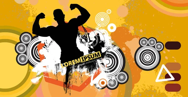 Strong Muscular Man Abstract Background Vector — Stock vektor