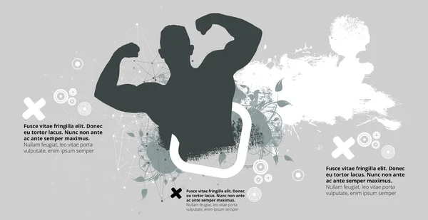 Forte Uomo Muscoloso Uno Sfondo Astratto Vettore — Vettoriale Stock