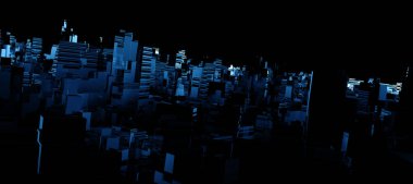 Bilim teknolojisi konseptinin 3 boyutlu illüstrasyonu. İletişim ağı