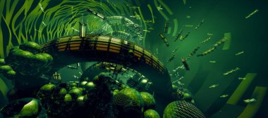 3d illustration of science technology concept