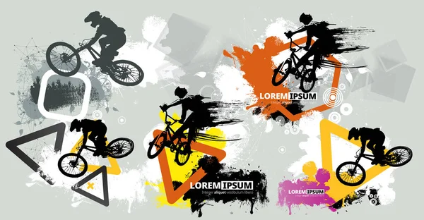 抽象背景下的Bmx骑手 运动向量 — 图库矢量图片