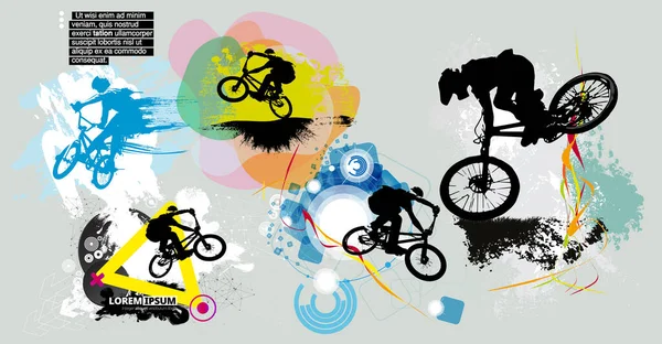 Bmx Jinete Fondo Abstracto Vector Deportivo — Vector de stock