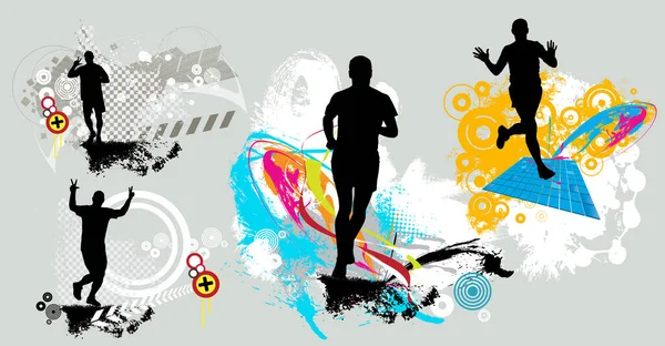 Running Marathon People Run Sport Background Ready Poster Banner Vector — Image vectorielle