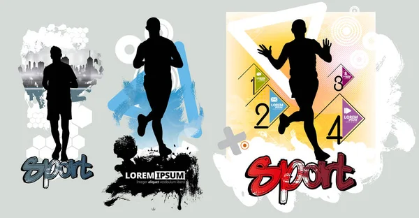 Running Marathon People Run Sport Background Ready Poster Banner Vector — Image vectorielle