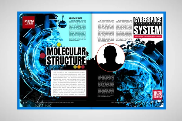 Science Magazine Med Rendering Teknik Koncept Lätt Att Redigera — Stock vektor