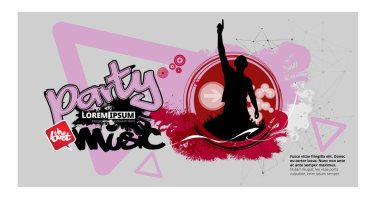 İnternet afişleri, sosyal medya afişleri, web sitelerinin başlıkları, vektör illüstrasyonu için müzik etkinliği kavramı