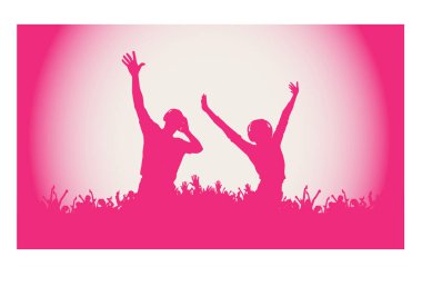 Gece hayatı ve müzik festivali konsepti. Vektör illüstrasyonu afiş veya poster için hazır