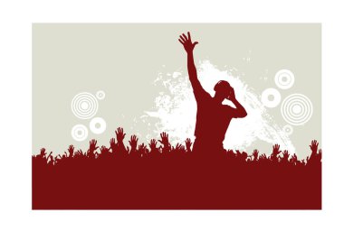 Gece hayatı ve müzik festivali konsepti. Vektör illüstrasyonu afiş veya poster için hazır