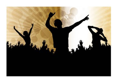 Gece hayatı ve müzik festivali konsepti. Vektör illüstrasyonu afiş veya poster için hazır