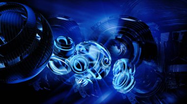 3D illüstrasyon fütüristik teknoloji tarzı. Pankart veya poster için teknoloji arkaplanı