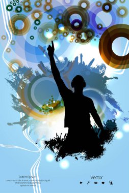 Gece hayatı ve müzik festivali konsepti. Resimler afiş ya da poster için hazır