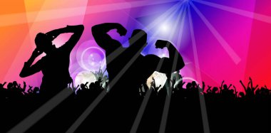 Gece hayatı ve müzik festivali konsepti. Resimler afiş ya da poster için hazır