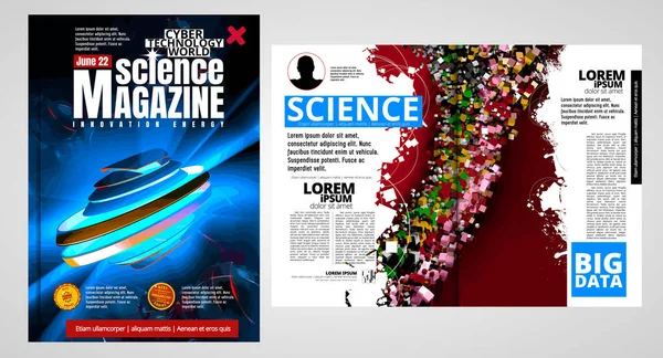 Science Technology Cover Magazine Layout Illustration Modern Background — Stock Vector
