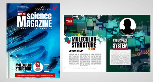 Wetenschap Technologie Omslag Tijdschrift Indeling Illustratie Moderne Achtergrond — Stockvector
