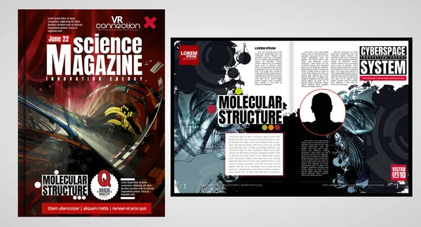 Covermagazin Für Wissenschaft Und Technologie Layout Illustration Moderner Hintergrund — Stockvektor