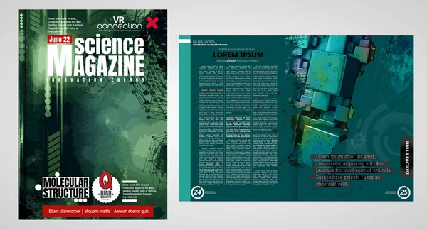 Wetenschap Technologie Omslag Tijdschrift Indeling Illustratie Moderne Achtergrond — Stockvector
