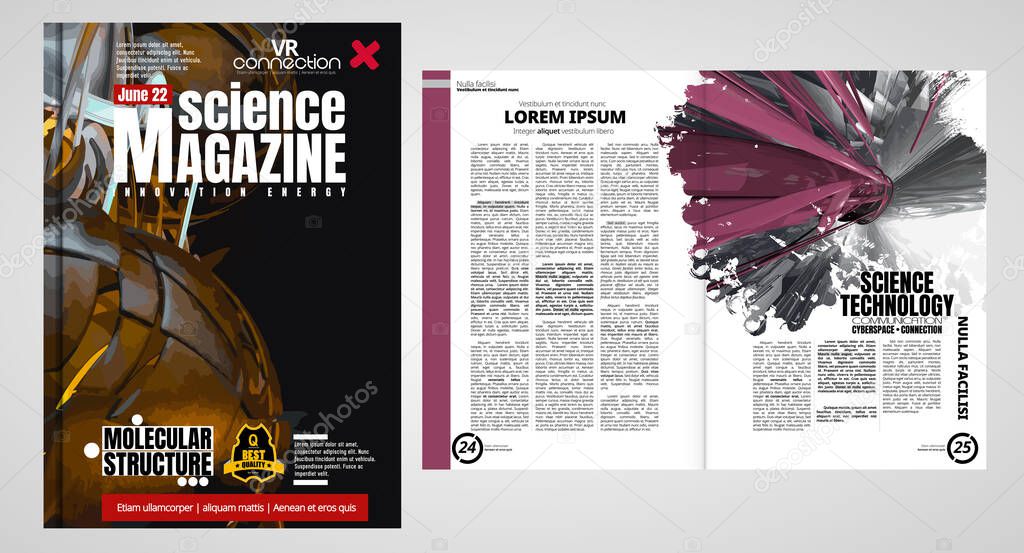 Science and technology cover magazine. Layout illustration modern background