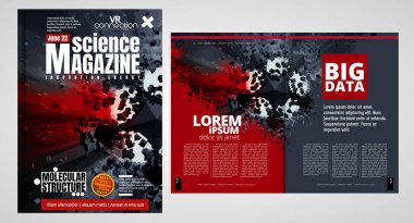 Bilim ve teknoloji kapağı dergisi. Çizim illüstrasyonu modern arkaplan