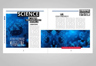 Kullanıma hazır teknoloji konulu broşür, kitap veya sunum modeli, düzenlenmesi kolay vektör illüstrasyonu