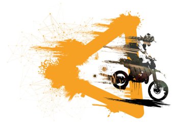 Motosiklet süren adam, ekstrem spor yarışları, vektör çizimleri.