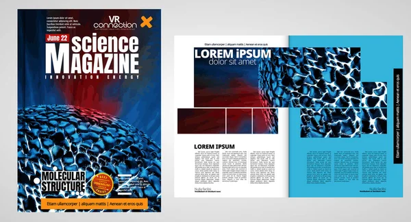Revista Portada Ciencia Tecnología Diseño Ilustración Fondo Moderno — Vector de stock