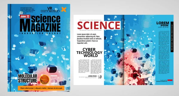 Bilim ve teknoloji kapağı dergisi. Çizim illüstrasyonu modern arkaplan