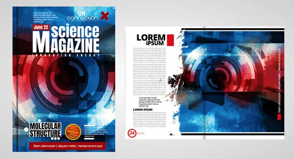 Science Technology Cover Magazine Layout Illustration Modern Background — Stock Vector