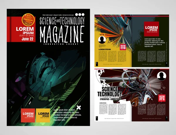 Book Magazine Brochure Cover Design Vector Template Size Abstract Technology — ストックベクタ