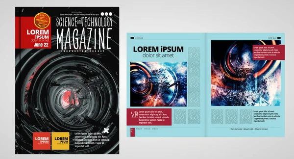 杂志或小册子涵盖A4尺寸的设计矢量模板 摘要技术小册子设计 矢量说明 — 图库矢量图片