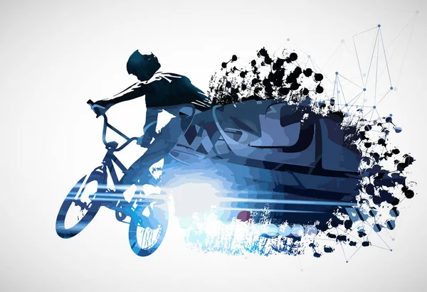 Bmx Rider Sur Fond Abstrait Vecteur Sport — Image vectorielle