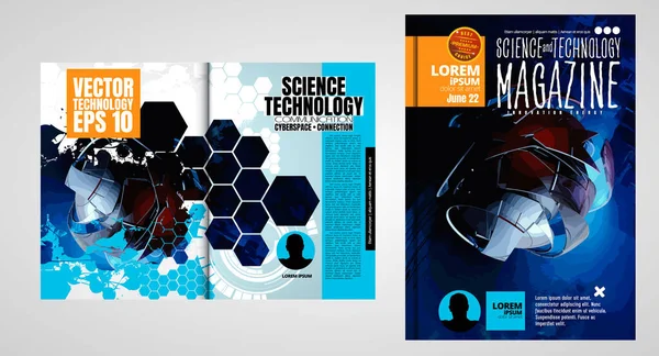 Boek Tijdschrift Brochure Omslag Ontwerp Vector Template Formaat Abstracte Technologie — Stockvector