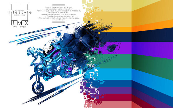 Man riding motobike, extreme sport racing. Vector illustration ready for internet banners, social media banners, headers of websites